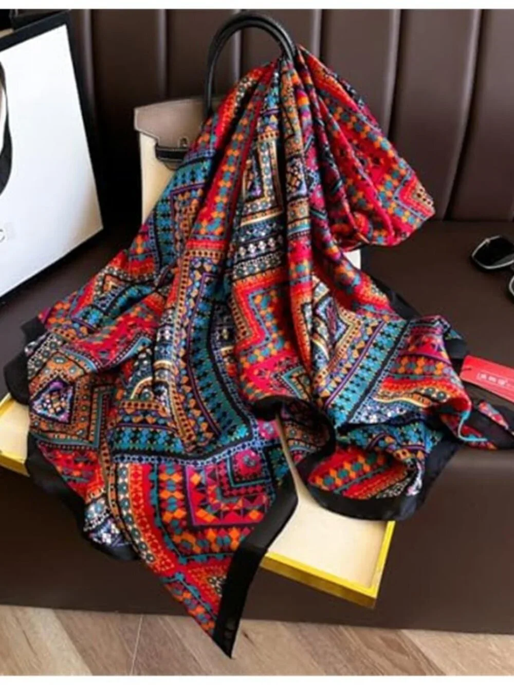 Elegant Silk Scarf Shawl for Women Lightweight Floral Satin Scarf Trendy Silky